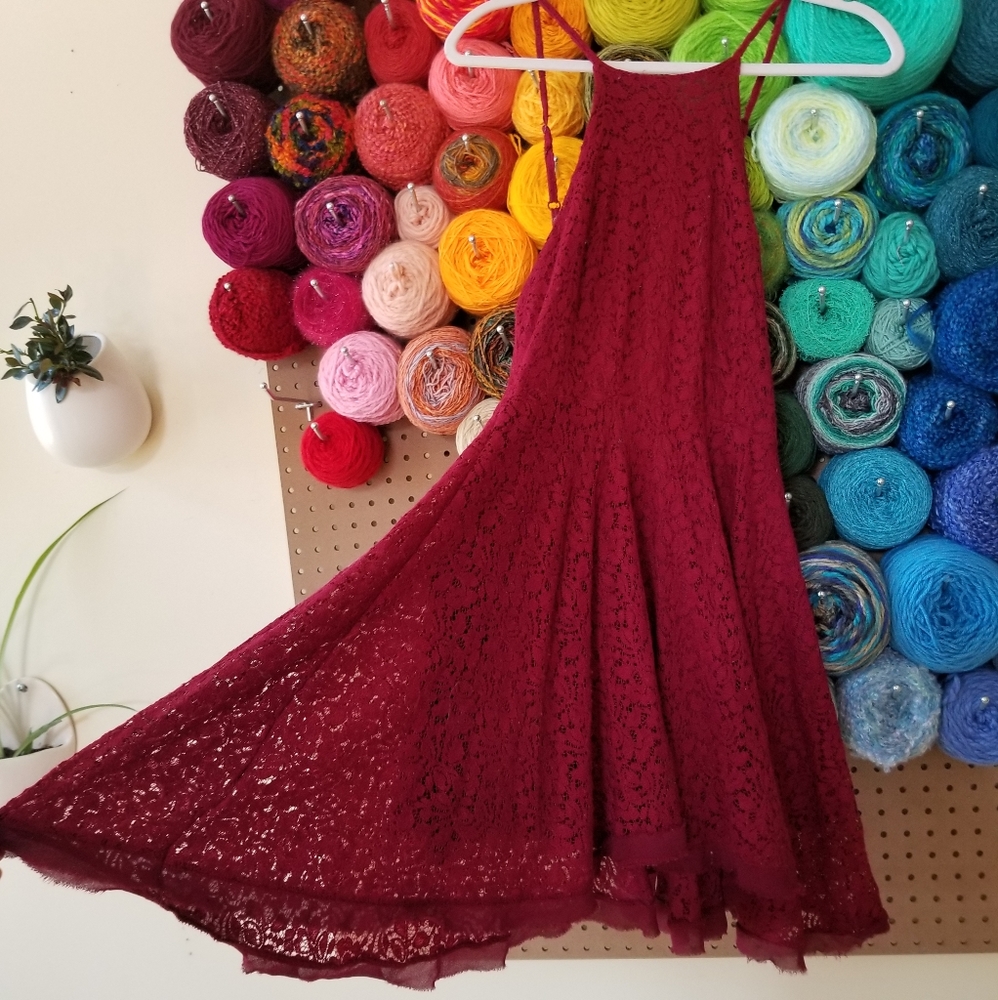 Don't Ask Why | High-Neck Lace Skater Dress